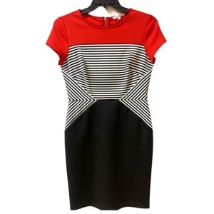 NWT Dressbarn colorblock bodycon dress, size 10, red, black and white